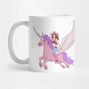 Cowgirl Riding a Pink Unicorn Mug